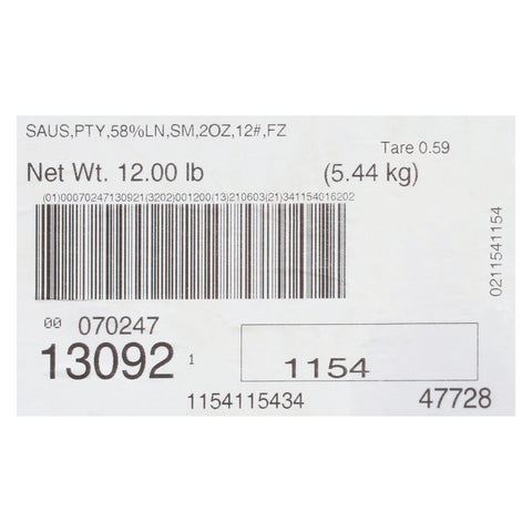 Silver Medal (SF) SAUSAGE PATTY 58% LEAN 2 OZ