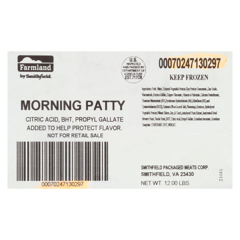 Bronze Medal (SF) SAUSAGE MORNING PATTY FORMAX 2 OZ