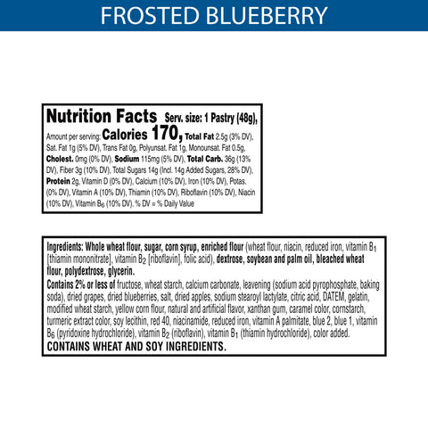 Kelloggs Pop-Tarts Whole Grain Blueberry Toaster Pastry, 1.76 Ounce -- 120 per case