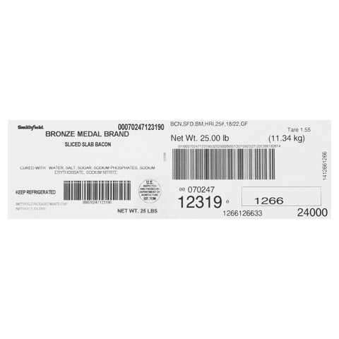 Farmland Bronze Medal HRI Bacon - 18/22 Slice, 25 Pound.