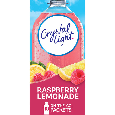 Crystal Light On The Go Raspberry Lemonade Powdered Soft Drink Mix, 0.08 Ounce - 10 per pack -- 12 packs per case.