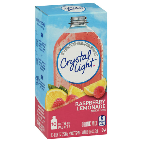 Crystal Light On The Go Raspberry Lemonade Powdered Soft Drink Mix, 0.08 Ounce - 10 per pack -- 12 packs per case.