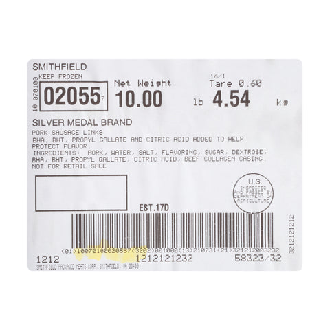 John Morrell (JM) SAUSAGE BREAKFAST LINK MILD COLLAGEN CASING RAW FZ