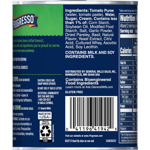 Progresso Heart Healthy Creamy Tomato with Basil, 19 Ounce -- 12 per case.