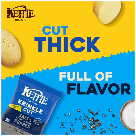Kettle Brand Krinkle Cut Salt and Fresh Ground Pepper Potato Chips, 1.5 Ounce -- 24 per case.