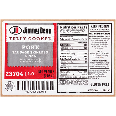 Jimmy Dean Skinless Sausage Links, 1 Ounce -- 160 per case.