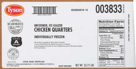 Chicken Quarters Breast/legs Small If 8.5 Oz 3833-0928