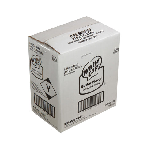 White Cap Butter Flavored Pan Spray, 16 Ounce -- 6 per case.