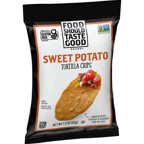 Food Should Taste Good Sweet Potato Tortilla Chips, 1.5 Ounce -- 24 per case.