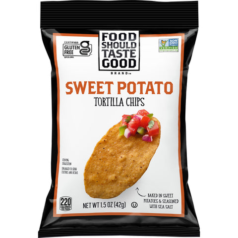 Food Should Taste Good Sweet Potato Tortilla Chips, 1.5 Ounce -- 24 per case.