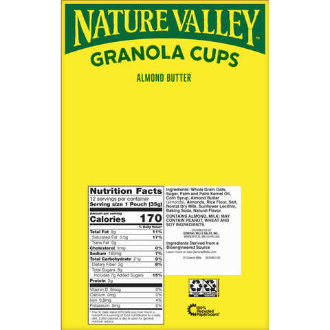 Nature Valley Almond Butter Granola Cups, 14.88 Ounce -- 6 per case.