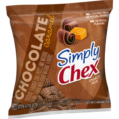 Simply Chex Chocolate Caramel Cereal Pieces, 1.03 Ounce -- 60 per case.