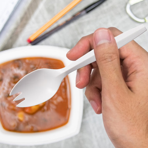 Spork Plastic Medium Weight White Pp