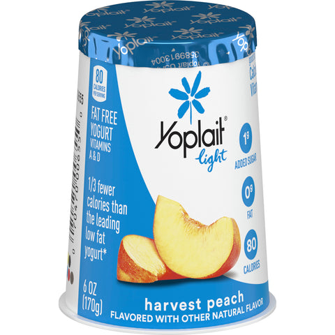 Yoplait Light Harvest Peach Yogurt, 6 Ounce -- 12 per case.