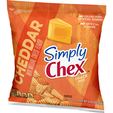 Simply Chex Cheddar Cereal Pieces, 0.92 Ounce -- 60 per case.
