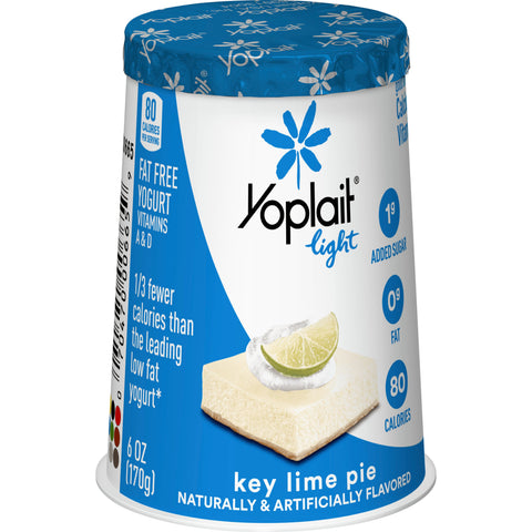 Yoplait Light Fat Free Key Lime Pie Yogurt, 6 Ounce -- 12 per case.