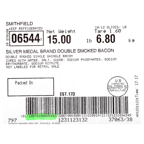 John Morell Shingled Double Smoked Bacon, 10/12 Count, 15 Pound