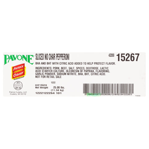 Patrick Cudahy Pavone Dry Sausage Pepperoni, 12.5 Pound -- 2 per case.