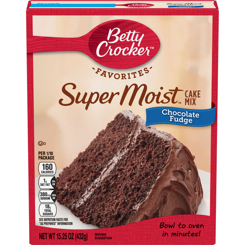 Betty Crocker Supermoist Chocolate Fudge Cake Mix, 15.25 Ounce -- 12 per case.