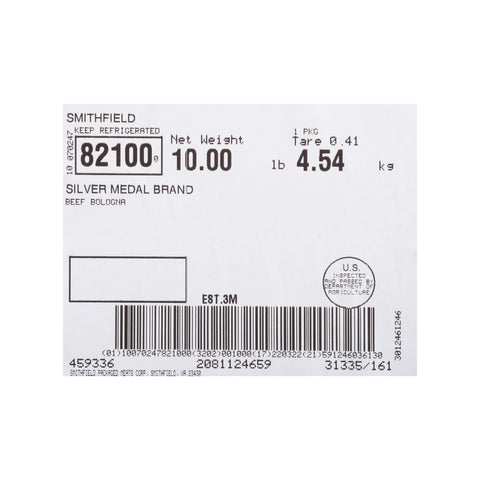 Farmland Silver Medal Beef Bologna, 10 Pound.