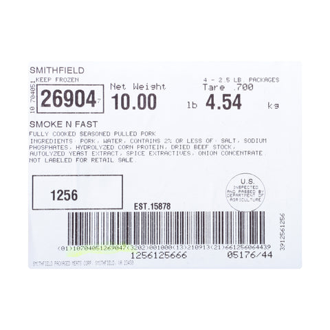 Smithfield Pulled Pork with Sauce, 5 Pound -- 2 per case.