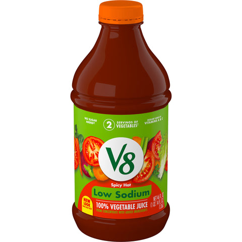 V8 Low Sodium Spicy Hot Vegetable Juice, 46 Fluid Ounce -- 6 per case.