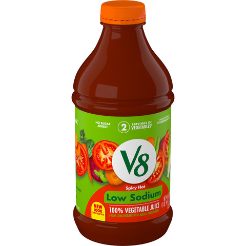V8 Low Sodium Spicy Hot Vegetable Juice, 46 Fluid Ounce -- 6 per case.