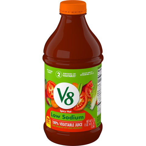 V8 Low Sodium Spicy Hot Vegetable Juice, 46 Fluid Ounce -- 6 per case.