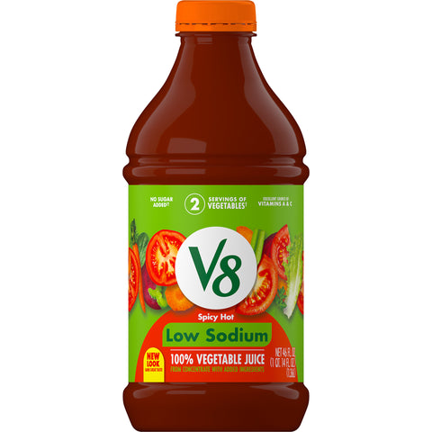 V8 Low Sodium Spicy Hot Vegetable Juice, 46 Fluid Ounce -- 6 per case.