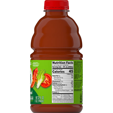 V8® JUICE VEGETABLE 100% PLASTIC BOTTLE