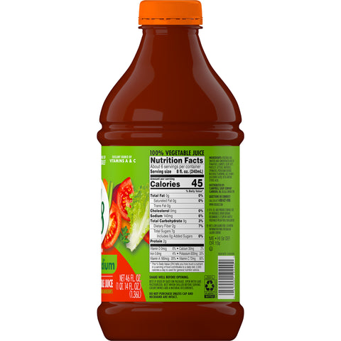 V8 Low Sodium Spicy Hot Vegetable Juice, 46 Fluid Ounce -- 6 per case.