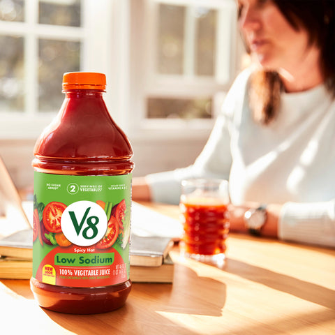 V8 Low Sodium Spicy Hot Vegetable Juice, 46 Fluid Ounce -- 6 per case.