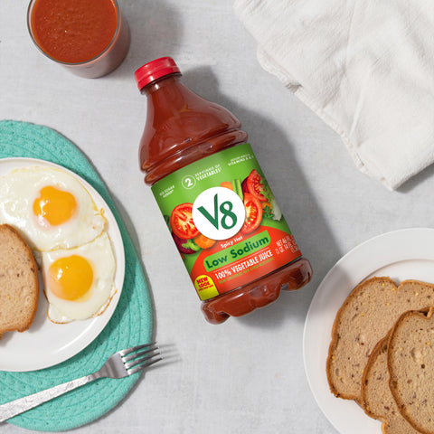 V8 Low Sodium Spicy Hot Vegetable Juice, 46 Fluid Ounce -- 6 per case.