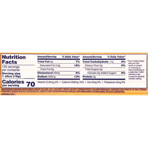Cheese American Yellow Sliced 120 Ct