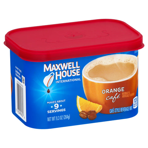 Maxwell House Orange Flavored Cafe Style Instant Beverage Mix, 9.3 Ounce -- 8 per case.