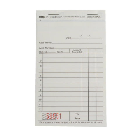 Salesbook -No Carbon, 2Pt White, 12 Line, 3.50 X 5.63 Inch, 50 Sets Per Book -- 5000 Per Case.