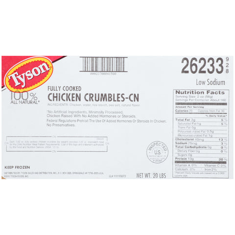 Chicken Ground Crumbles 100% Whole Leg All Natural Fc 26233-0928