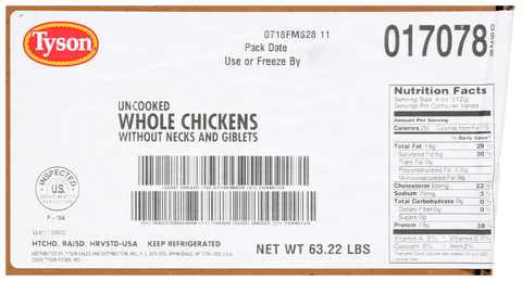 Chicken Whole Wog Cvp 3.00 Lb/up 17078-0928
