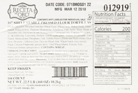 Tortilla Flour White Pressed 10
