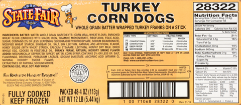 State Fair CORN DOG TURKEY WHOLE GRAIN BULK CN 4 OZ 10000028322