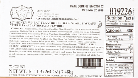 Tortilla Honey Wheat 12