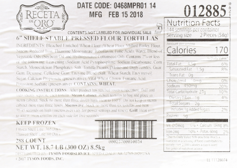 Tortilla Flour White Pressed 6