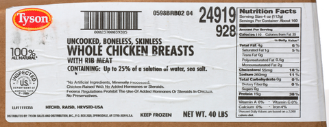 Chicken Breast Whole Bonelss Skinless Random 24919-0928