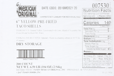 Shell Taco Corn Yellow 6