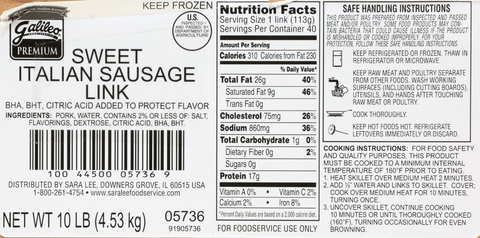 Sausage Italian Sweet Link 4x1