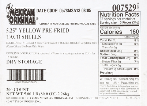Shell Taco Corn Yellow 5.25
