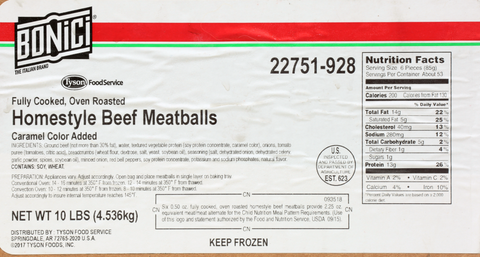 Meatball Beef Homestyle Oven Roasted Fc .5 Oz 22751-0928
