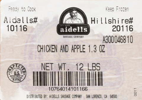 Aidell's SAUSAGE CHICKEN APPLE RAW 1 OZ 10000020116