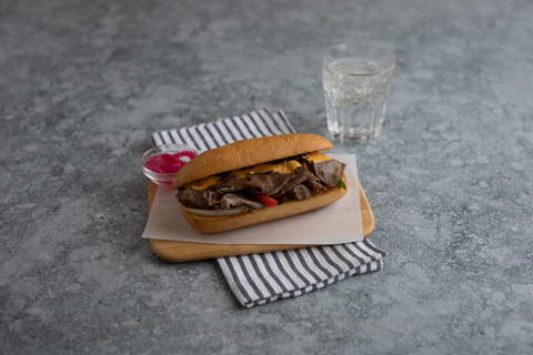 Original Philly Ribeye Seasoned Beef Sandwich Slices, 5 Ounce -- 32 per case.