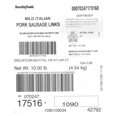 Farmland Brand Mild Dinner Sausage links, 10 Pound.